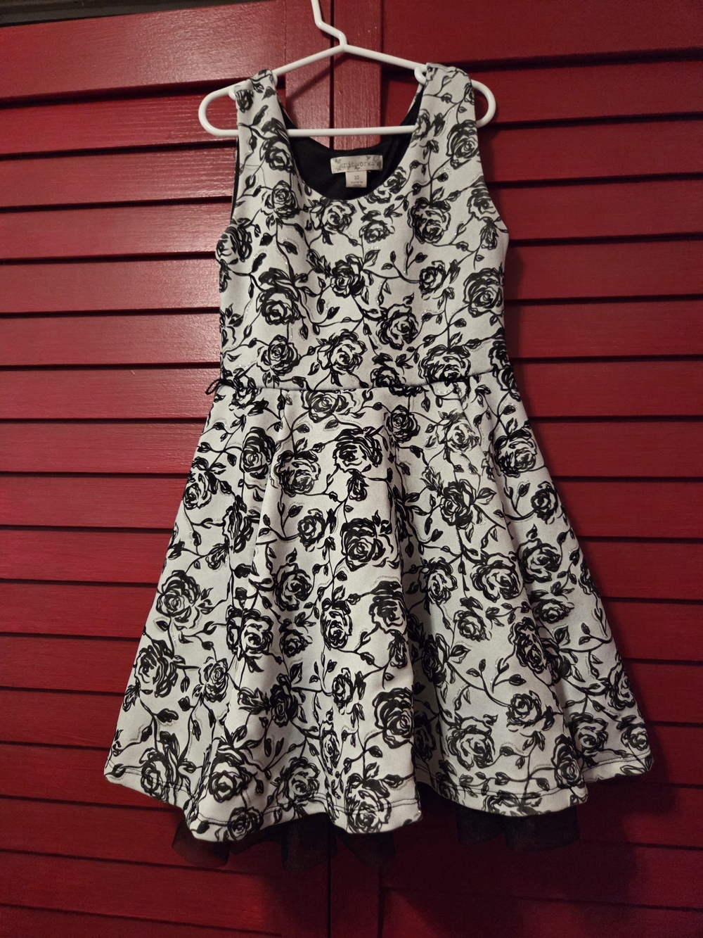 Knitworks Black and White Floral Fit & Flare Dress